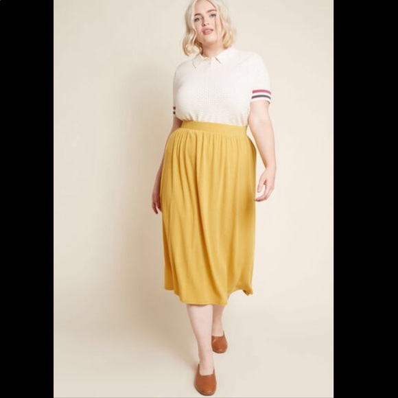 Modcloth Dresses & Skirts - ModCloth Simplistic Swing Ribbed Midi Skirt 2X